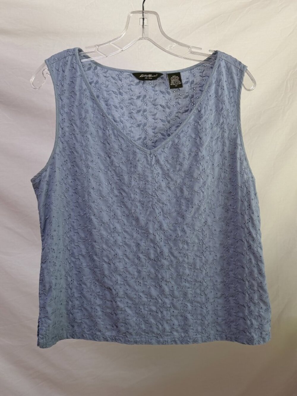 EDDIE BAUER Blue Periwinkle Sleeveless Embroiderd Eyelet Top Size M